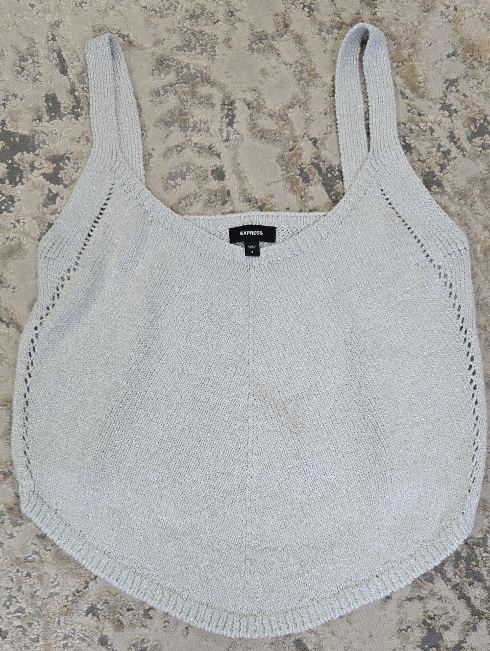 Express Metallic Silver Knit Tank - Scoop Neck